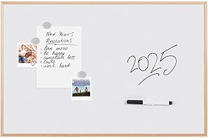 Bi-Office Tableau Blanc Magnétique New Basic avec Cadre en Bois de Pin 585 x 385 mm Naturel