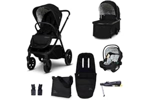 COSATTO Giggle 4 - Travel System Bundle, Birth to 25kg, Pram, Pushchair, Carrycot & Tote i-Size Group 0+ Infant Carrier Car Seat & Base, Footmuff, Changing Bag. Compact & Easy Fold, Free Raincover
