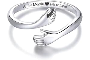 BRAMART Anello da Donna A Mia Moglie in Argento Sterling 925 Regalo Anniversario d'amore per Moglie Regali Matrimonio - Dimensione Regolabile Anelli - Cofanetto incluso