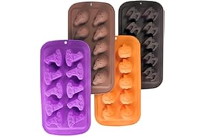 Zueyen 4 moldes de chocolate de silicona para Halloween con gorro de bruja, mini jabón de cera, molde de cubitos de hielo, bandejas de cubitos de hielo, suministros para fiestas de Halloween