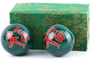 lachineuse - Kule Qi Gong na szczęście – chińskie kulki antystresowe z emalii (Ø 40 mm) – kule zdrowotne – pudełko na prezent do relaksu Zen – azjatycki obiekt Japonia, Chiny Feng Shui – Kolor: