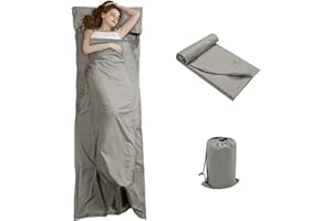 FASCINATDECO Drap de Sac de Couchage Coton avec Fermeture Éclair, Confort Léger Sac de Couchage et Couverture de Voyage, Sac de Couchage d'É té Doublure Drap Intérieur