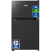 CHiQ 66L Combi Refrigerator with Class D &amp; Top Freezer &amp; 37dB Black | 44L+22L, 2 glass shelves, 1 door shelf, temp control. 7
