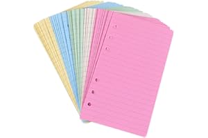 TOPHOMER Papier à lettres ligné de couleur A6 pour Filofax-6 trous perforés Feuilles mobiles Papier ligné rechargeable, Agenda Planner Inserts Recharges pour Notes Meeting Travel Record 150 feuilles/300 pages