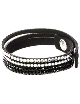 Bella Carina Kinder Armband Samt mit Kristall schwarz weiß, 15 - 17 cm