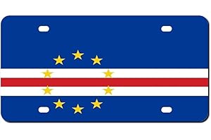 Higoss Marco de matrícula de la bandera de Cabo Verde, marco de matrícula frontal de metal de aluminio para automóvil, etiqueta decorativa para placa de matrícula, marco de cubierta de matrícula de 6