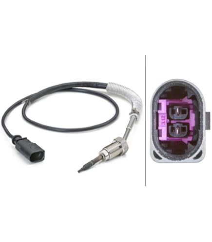 Capteur Température Gaz D'échappement HELLA 6PT 010 376-181 – 2 Pôles, Câble 345 Mm, Pour VW, Audi, Skoda