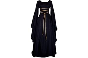 ANYUA Women Witch Renaissance Victorian Dress, Prom Costume Cosplay Vintage Long Sleeve Medieval Princess Gown