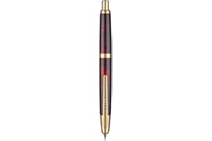 WIKULT Jinhao 10 Press Fountain Pen with Box, Marble Red Retractable Medium Nib with Ink Converter Set (Golden Clip)