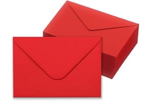 IPEA Buste Rosse con Cartoncino Interno Rosso - 20 Pezzi - Biglietti 14 X 9 cm con Cartoncino per Regali di Natale, Eventi, Festività Natalizie, Compleanno - Bustine per gli Auguri - Lettere