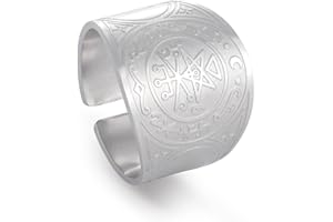 LIKGREAT Siegel der 7 Erzengel Ring Metatron Würfel Ringe Siegel der Lilith Biblisches Symbol Talisman Amulett Ringe Religiöser Edelstahlschmuck Geschenke für Männer Frauen