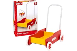 BRIO 31350 Lära-Gå Vagn Gul/Röd| Toddler Wobbler Lära-Gå-Vagnen som håller jämna steg med barnets utveckling. Från 9 mån