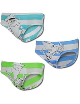 Disney Phineas and Ferb - 3x Jungen Slips - in verschiedenen Farben mit Motiv