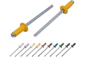 MARCOPOL (Pack of 100 pcs) Painted Blind Rivets 3.2 x 8 mm, Dome Head, DIN 7337, Aluminum Rivet and Steel Mandrel, Pop Rivets (100, Signal Yellow RAL 1003)