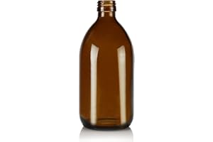 Dioxnatur Bouteille en verre ambre 500 ml. Bouchon à vis hermétique. Bouteille rechargeable. Stockage de substances liquides.