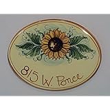 Keramik-und Plaketten oval Hausnummern ZENTRAL SONNENBLUME - bestellen Sie hier Ihre Hausnummer (ovale girasole centrale)