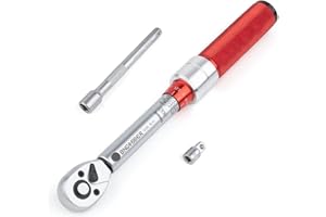 BINGCOBBER Clé Dynamométrique 1/4" 5-25 Nm Clé à Cliquet 1/4 Précision±3% réglable à 90 dents