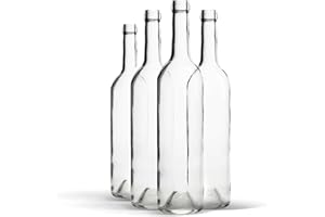 WYSKONT Bouteille 750ml Bordeaux 16 pièces - Bouteilles de vin vide pour brasserie à la maison - Boîte de rangement pour boissons - Décoration de service - En verre transparent