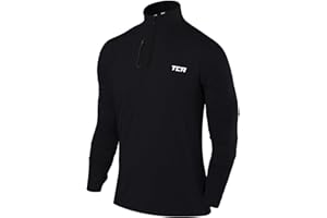 TCA Haut Running Homme Hiver - Vetement Sport Homme Manches Longues - Quickdry Fusion Pro avec Fermeture Éclair à Mi-Poitrine - Tenue pour Course à Pied et Jogging