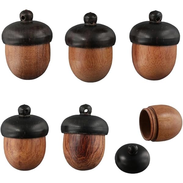 CHGCRAFT Brass Acorn Secret Container Keychain - 2 Inch Jewelry Pendant With Hidden Compartment