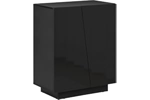 HOMCOM High Gloss Storage Cabinet, Freestanding Storage Cupboard with Adjustable Shelves for Living Room, Bedroom, Hallway, Black