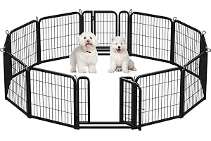 Yaheetech Parc pour Chien 12 Panneaux Enclos Chiens Chiot Lapin Rongeur Cage pour Chien Interieur Clôture en Métal pour Exercice Extérieur Pliable 60x60 cm