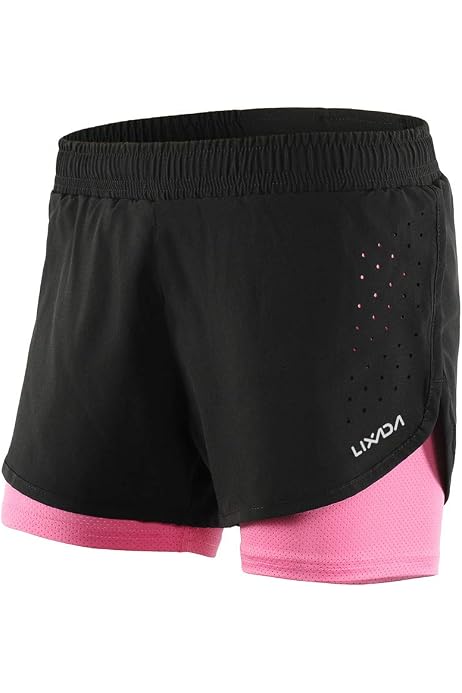 Short De Sport Femme 2 En 1 - Taille Haute Avec Poches - Séchage Rapide Pour Course, Fitness, Yoga
