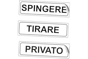 EVM Eticchette SPINGERE + TIRARE (Horiz.) + PRIVATO Segnaletica Targhetta in PVC Morbido laminato Opaco Adesivo impermeabile Porte Locali Ufficcio 15x4cm 3pz.