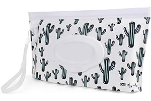 Itzy Ritzy Reusable Wipe Pouch – Take & Travel Pouch Holds Up to 30 Wet Wipes, includes Silicone Wristlet Strap, Cactus