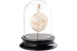 SELVA Dôme en verre avec crochet - Pour protéger les montres de poche de la poussière - Base en bois avec finition laquée noire - Diamètre intérieur 68 mm - Montre de poche non incluse