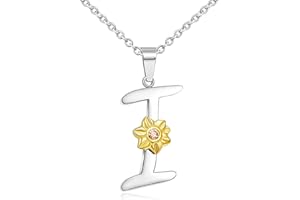 Shining Charm Christmas Birthday Sunflower Initial Necklace Letter Pendant Name Necklace Jewellery Gifts for Women Girls Mothers Day Necklaces Chain 18"- 20"