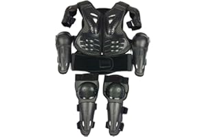 LAANCOO Motorcycle Body Armour for 5-13 Years Kids Motocross Body Armour Vest with Knee Pad and Elbow Pad Motorcycle Armor Protective Gear Set Racing Safety Armour Skateboard Accessories for Kids