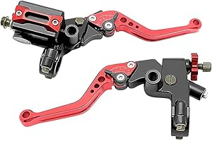 ‎MABUTINGTI Mabutingti Upgrade 7/8 Zoll 22 mm Universal Lenker Hauptbremszylinder Kupplungshebel links rechts Set kompatibel mit Polaris Yamaha Suzuki Honda Kawasaki Motorrad Hand Bremspumpe Bremszylinder (Rot)