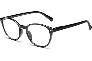 SKYWAY Blue Light Blocking Reading Glasses with Spring Hinges, Round Computer Gaming Readers Women Men Lightweight Anti Glare, Non-Prescription Glasses (+3.0,Black)