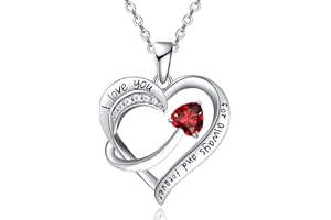 Emma Manor EM Collier Pendentif Coeur D'amour Pour Femme Plaqué Or Blanc 18 carats 5A Zircon Cubique Gravé Je T'aime Cadeau Bijoux pour Femme Fille