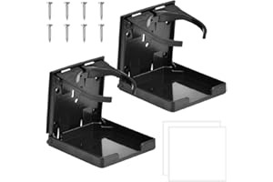 LPAMABA 2 Pz Portabicchieri Pieghevole Auto,Portabevande Regolabile 6,3-10cm,Portabicchieri per Barca Universale,Portabicchieri in Plastica con Viti e Nastri per Auto Barche Camion e Caravan (Nero)