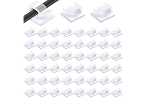XYTAHDM 50 Pezzi Fermacavi,Clip per Filo per Luce da Esterno Ganci,Fermacavi Adesivi, Organizzatore dei Ferma Cavi Scrivania Regolabile,per Luce Fata, Muro, Ufficio, Caricabatterie, Auto (Trasparente)