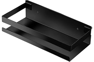 YANYYGu Rostfreie Metall-Aufbewahrungsschweberegale Wandmontierte Rechteckige Regale für Badezimmer, Küchen und Waschküchen (20cm Schwarz)