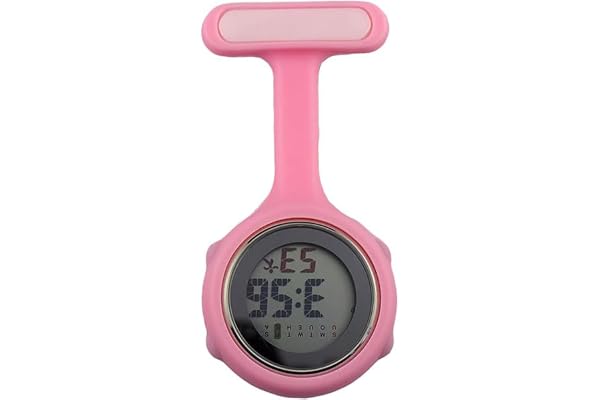 SagaSave digital klocka, digital display sjuksköterskeklocka tyst elektronisk lysande klocka med stift/klämma för sjuksköterska läkare kvinnor män
