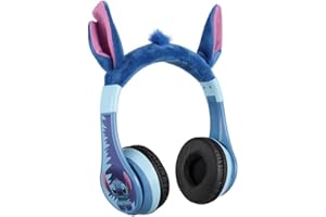 eKids Disney Stitch - Auriculares Bluetooth inalámbricos con micrófono, Incluye Cable Auxiliar, Volumen reducido, Auriculares Plegables para niños, para Escuela, hogar o Viajes