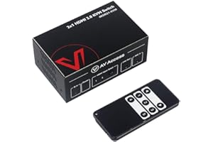 V AV ACCESS AV Access Conmutador KVM 2 en 1 salida 4K @ 60Hz / 1080p @ 240Hz / 2560x1440 @ 144Hz, control remoto por infrarrojos, HDMI 2.0 HDR10 y 3D, HDCP 2.2, 18Gbps, USB 2.0 para mouse, teclado, etc.