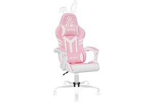 ‎JOYFLY JOYFLY Pink Gamer Stuhl mit Hochlehner Bürostuhl PU-Leder Gaming Sessel mit Lendenwirbelstütze für Mädchen PC-Stuhl Ergonomische Gaming Stuhl, Kopfstütze Lordosenstütze (Rosa)