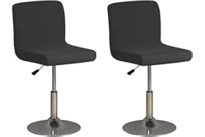 AOSCTELF 2 Pack Bar Stool Covers with Backs, Stretch Washable Bar Stool Chair Covers Square Seat Stool Covers for Swivel Dining Chair Counter Stool Pub Black Furniture Chair- Black