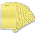 amazon basics Narrow Ruled 5 x 8-Inch Writing Pad - Canary (50 sheets per pad, 12 pack)