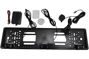 Riloer Radar de marcha atrás para matrícula europea con 3 sensores, 2 metros /0-78,7 pulgadas, 4 sonidos de prompt de sonido BBI