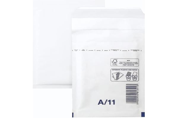 Netuno 200 vadderade kuvert A/11 120x175mm vita fraktpåsar med bubbelplast vadderad oförstörbar förpackning återvunnen
