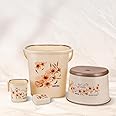 Nayasa Plastic Square DLX 4 Pcs Bathroom Set | Bucket 25 L + Mug 1.5 L + 508 DLX Stool + Soap Case | Bathroom Set | Bath Set for Bathroom | Off-White