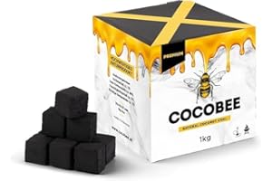 COCOBEE 1KG Carbón De Coco Natural para Shisha Y Barbacoa 26mm Alta Combustión Encendido Rápido con Calor Uniforme Baja Ceniza para Cachimba Hookah BBQ Carbón Premium DISPAU