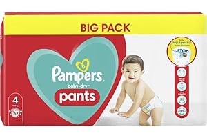 Pampers Baby-Dry Pants - Pantaloni taglia 4, 62 pezzi, 9 kg - 15 kg, con custodia protettiva