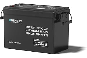 Renogy 300Ah 12V LiFePO4 Battery, Mini Size Lithium Iron Phosphate Leisure Battery with 5000+ Deep Cycles, IP 65 and BMS Protection, Support 4S4P Connection for Caravan, Boat, and Off Grid System
